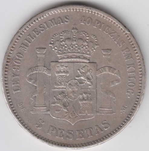 Coin 1875 spain pesetas - coin,