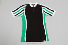 Black/Green/White Vintage Woollen Style Cycling Jersey - L'Eroica Vintage Retro