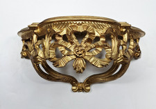 Baroque Rococco Style Wall Console Shelf Antique Gold Finish Italy Vintage