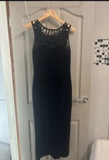 Ladies vintage Gina Bacconi size 12 maxi velvet black dress