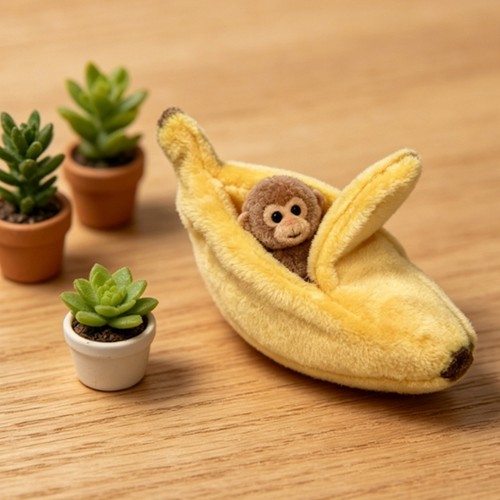 Monkey banana plush - monkey, doll