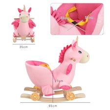 2 In 1 Plush Ride on Rocking Horse Elephant Rocker with Wheels Wooden Toy Wthryt