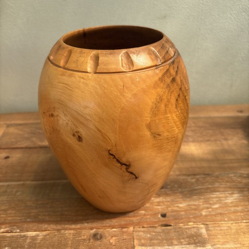Hand turned light wood vase - light,