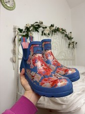 Joules wellibobs wellies size 7 blue floral flowers short Wellington no insoles