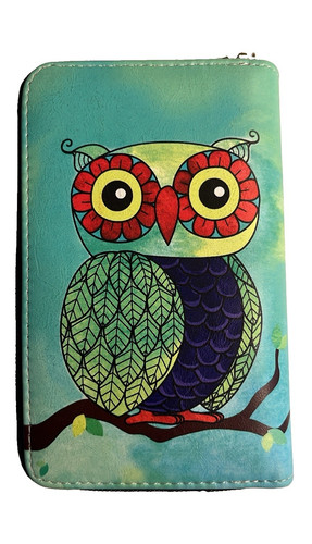 Faux leather blue owl - faux,