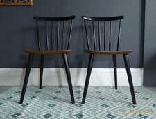 mid century dining chairs Farstrup Danish vintage spindle back chair black teak