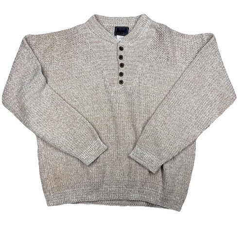 Marled cotton henley sweater - marled,