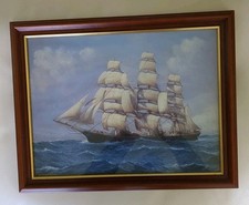 Wood Framed Print Cutty Sark Sailing Ship By L.Papaluca 460 x 350 mm Frame