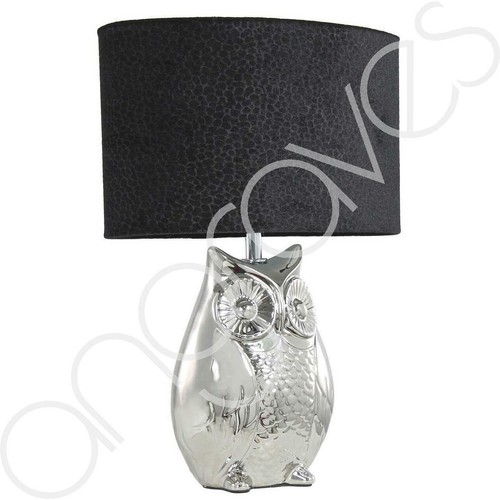 Silver owl table - lamp, with