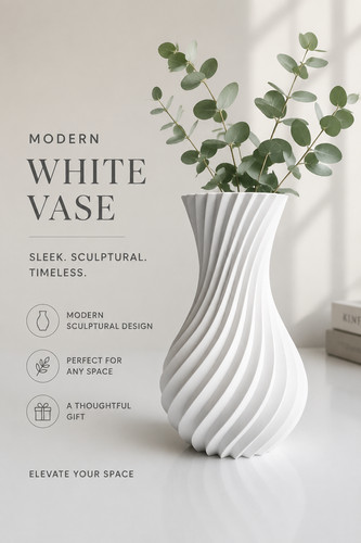 Twisted teardrop white vase - vase,