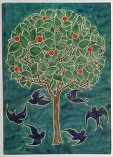 C F A Voysey Tree and Swallows  Art Postcard - unused