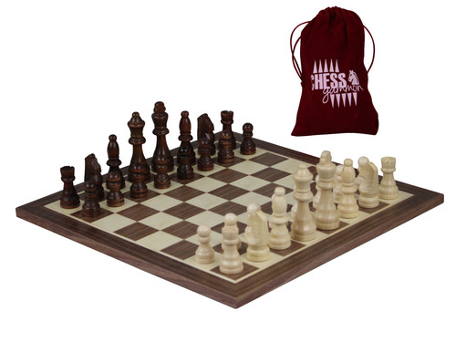 Walnut chess set with - set,