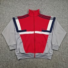 Adidas Jacket Mens Medium Red Grey 1988 Archive Series Track Top Retro Trefoil