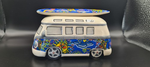 Psychedelic ceramic camper van - ceramic,