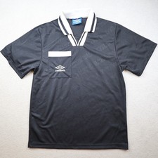Vintage Referee Shirt Medium Black Umbro Football Soccer Jersey 90s