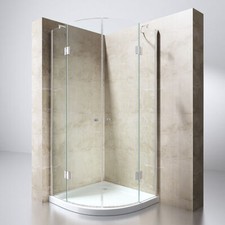 Shower Enclosure Frameless Glass Quadrant Hinged Double Door Corner Entry 8mm