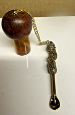 Vintage Gold Tone Mermaid Nude Lady Snuff Spoon Pendant unused  