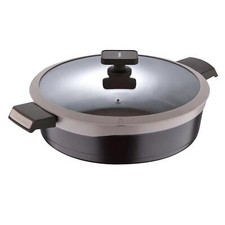 Shallow Casserole Dish With Glass Lid MasterPro Gastro Colour Aluminium Pot 4.9L