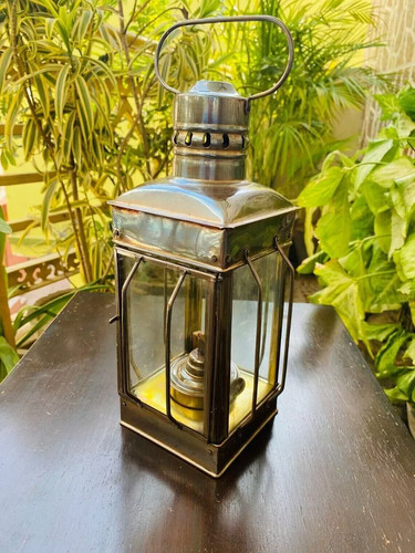 Brass anchor oil lantern - brass,