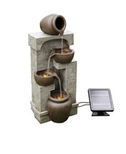 Teamson Home Solar Powered Water Feature, Garden Water Fountain, 4 Tier Pot