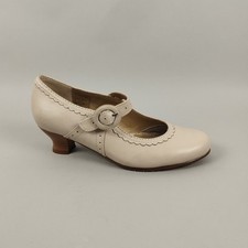 Hotter Shoes Womens Size 4.5 Nude Beige Leather Mary Jane  Low Heels Smart Dance