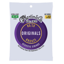 Martin M170PK3 10-47 Extra Light Originals Acoustic Guitar Strings 3 Pack