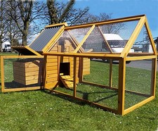 ECO600  CHICKEN COOP AND RUN WITH PLASTIC ROOF HOUSE POULTRY NEST BOX COOPS 