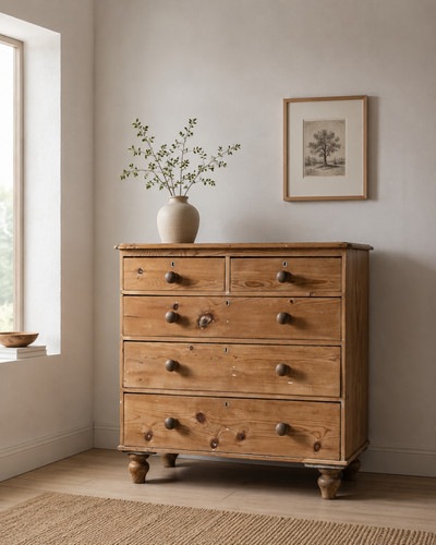 Victorian stripped pine chest - victorian,