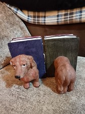 Tan Dachshund Bookends Novelty Sausage Dog Resin With Secret Compartments