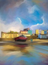 Red Boat of Tenby - Signed
