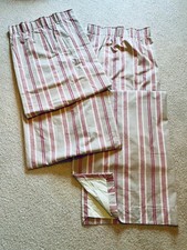 Pair of ticking stripe Red/ Beige curtains 84 inch x 41 inch  Heavy Cotton