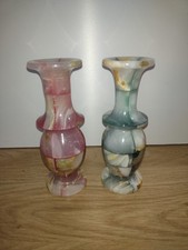 Marble Onyx Vase Pair Pink And