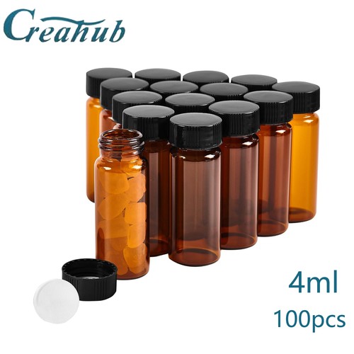 100pcs amber glass vials - 100pcs, 4ml