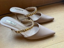 Atmosphere primark  KITTEN heel Shoes Size 4 uk camel nude chain detail  NEW