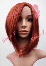 studio7-uk Blonde Auburn Wavy Curly Straight Medium Length Synthetic Full Wig 