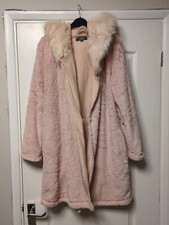 Ladies Pink Hooded Super Soft Dressing Gown Size 8/10