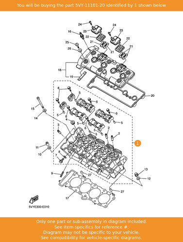 Yamaha cylinder head assy - cylinder,