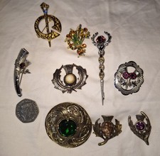 Collection of 9 Vintage Scottish Brooches, 3 x Mizpah & 1 Miracle 