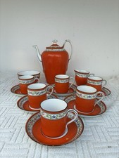 Orange & White Art deco coffee Set Made In Czechoslovakia