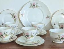 Duchess Tea Set. Pink & Green leaf. for 6