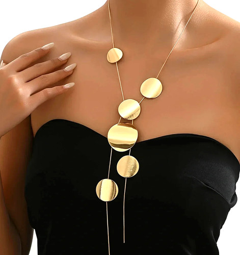 Circles lariat necklace gold - circles,