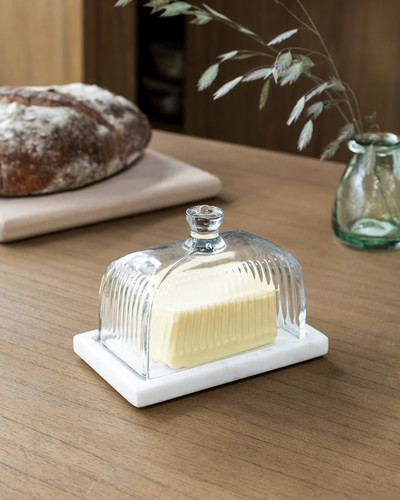 Glass butter dish - butter, with