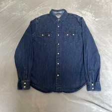 Levi's Men’s Denim Shirt Blue Size Small Sawtooth Pearl Snap Western Cotton