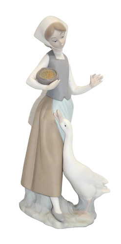 Retired lladro girl feeding - girl,