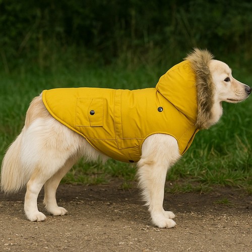 Yellow parka dog fleece coat - yellow,