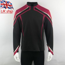For Admiral JL Picard Red Gold Stripe Uniform Startfleet Men Shirts Costumes