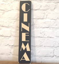 CINEMA Sign wooden vintage