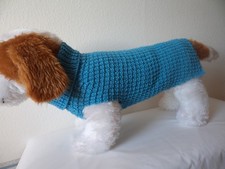 New Hand Knitted Dog Jumper Sweater Coat Roll Neck 21" Long Stretch Chunky Knit