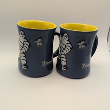 Michelin Tire Man Mug X2! Collectibles Retro Rare 1990s Style! Blue! 