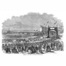 CLEVEDON Opening of the Pier - Antique Print 1869